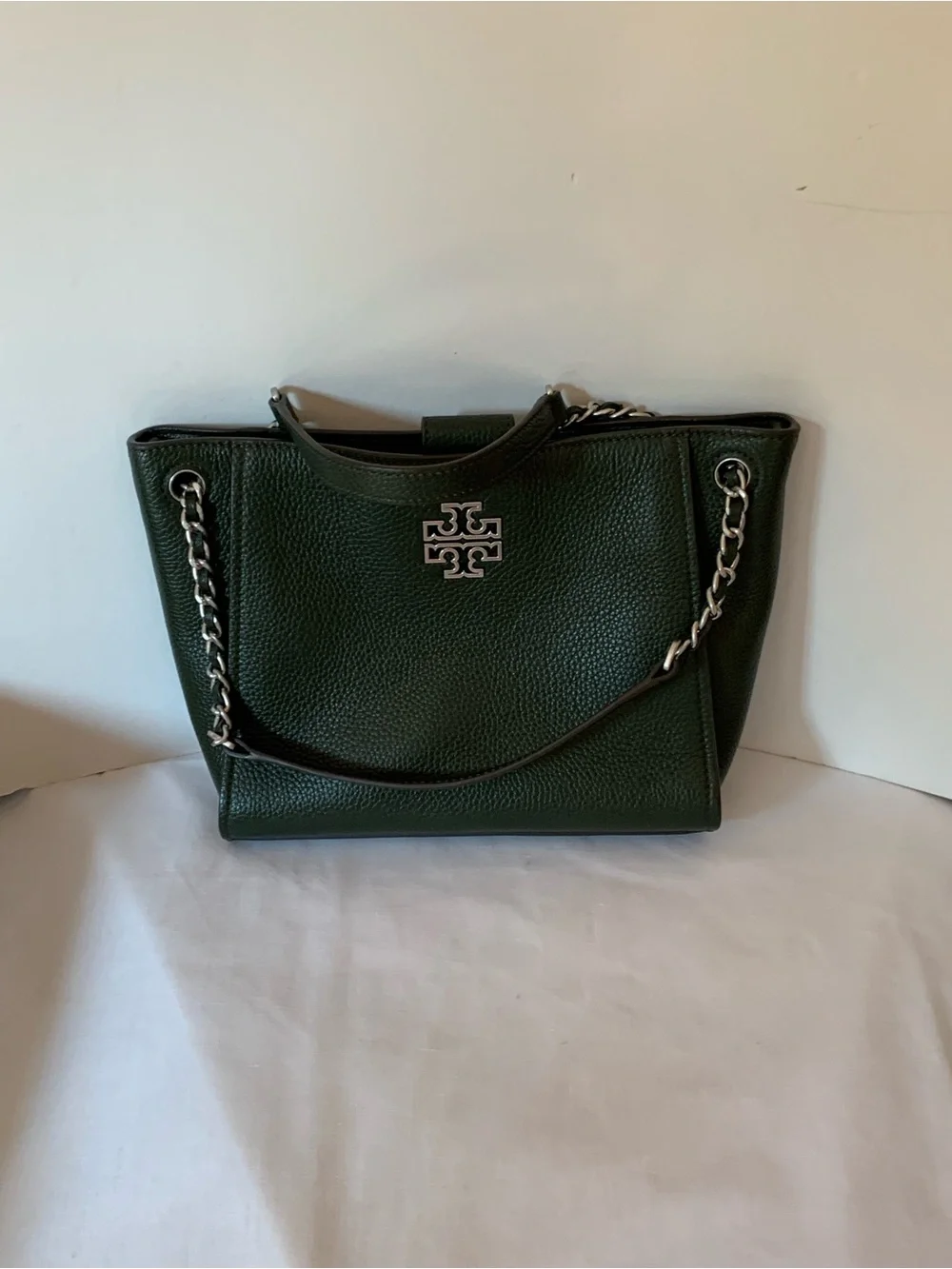 Tory Burch Forest Green Leather Shoulder small Tote